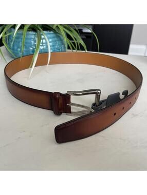 NWT Magnanni Carbon Leather Belt - 1121 - Cognac Brown - Size 34